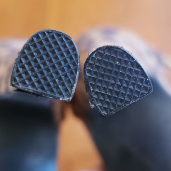 JUSTFAB Faux Suede Animal Print Heels Ankle Strap Black Brown - Picture 11 of 12